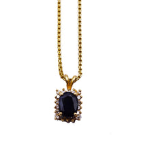 Load image into Gallery viewer, Sapphire Halo Diamond Pendant &amp; Chain