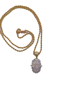 Vintage Diamond Cluster Pendant & Chain
