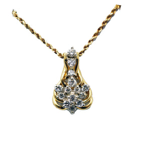 Vintage Diamond Cluster Pendant and Chain