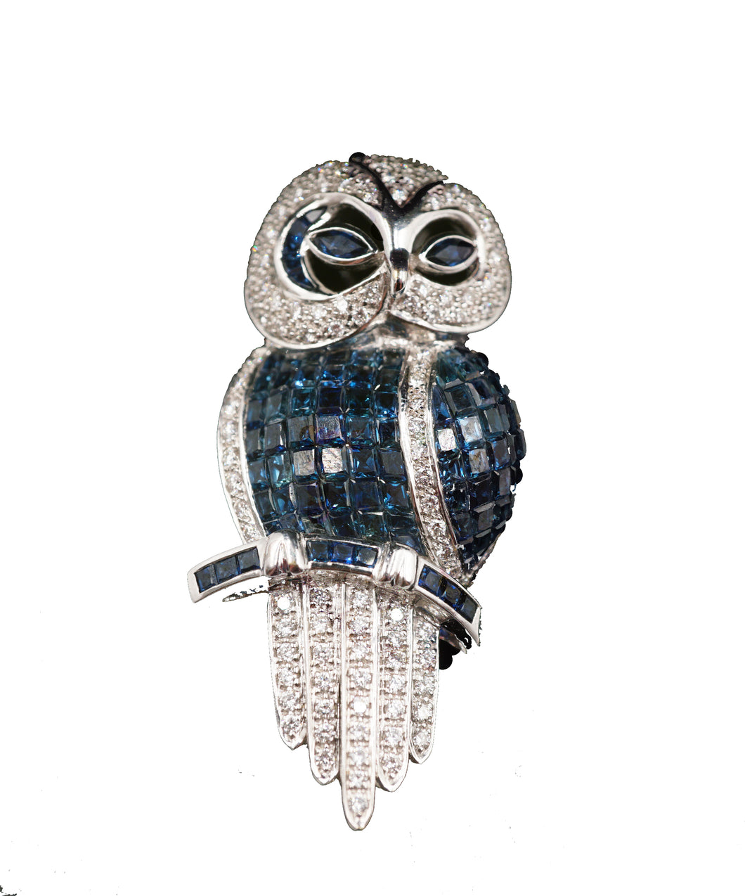 18 KT Sapphire and Diamond Owl Pendant